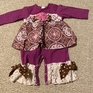 Ricrac & Ruffles romper, size 0/3 months